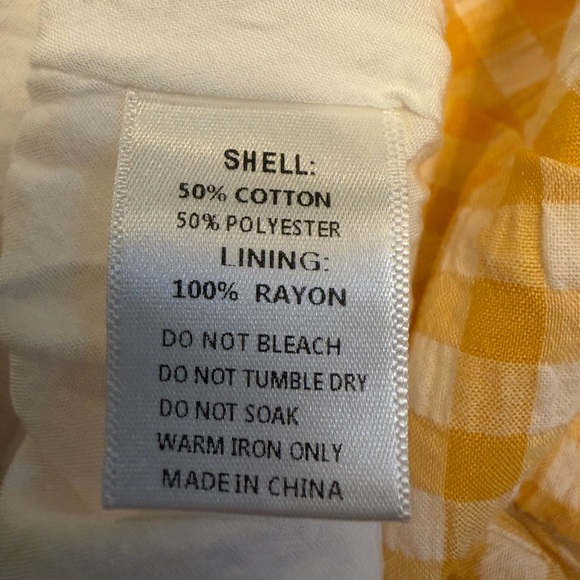 Ivy City Co Briar dress tie sleeves cotton blend yellow gingham - Picture 3 of 5